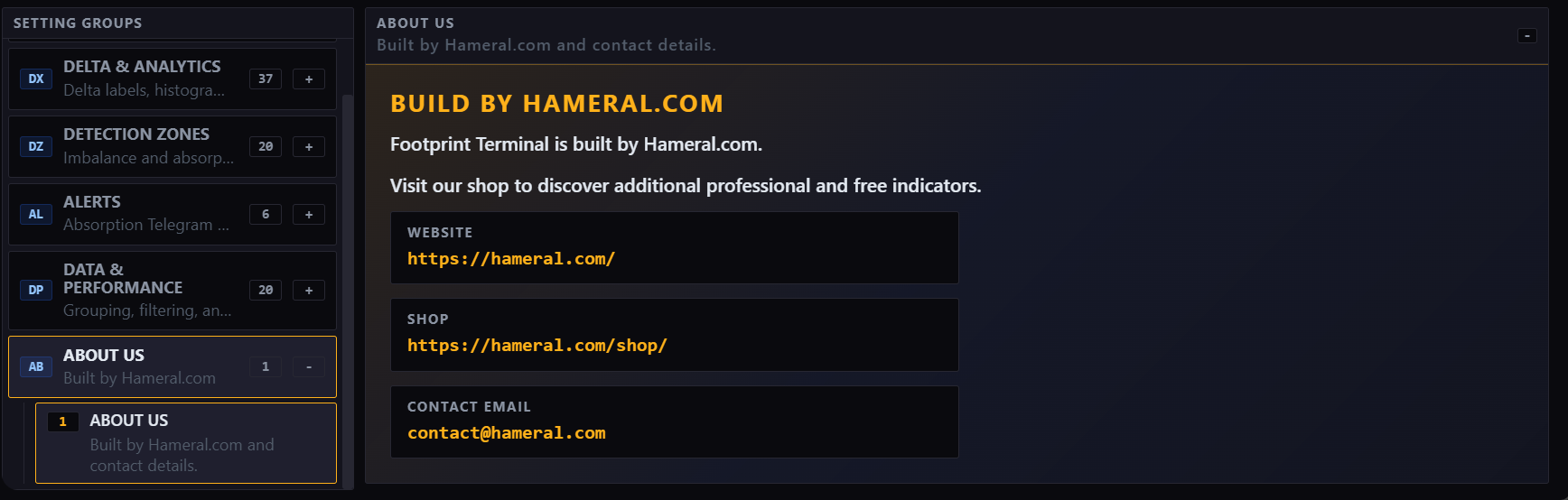 About Us settings