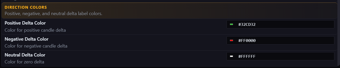 Direction color settings