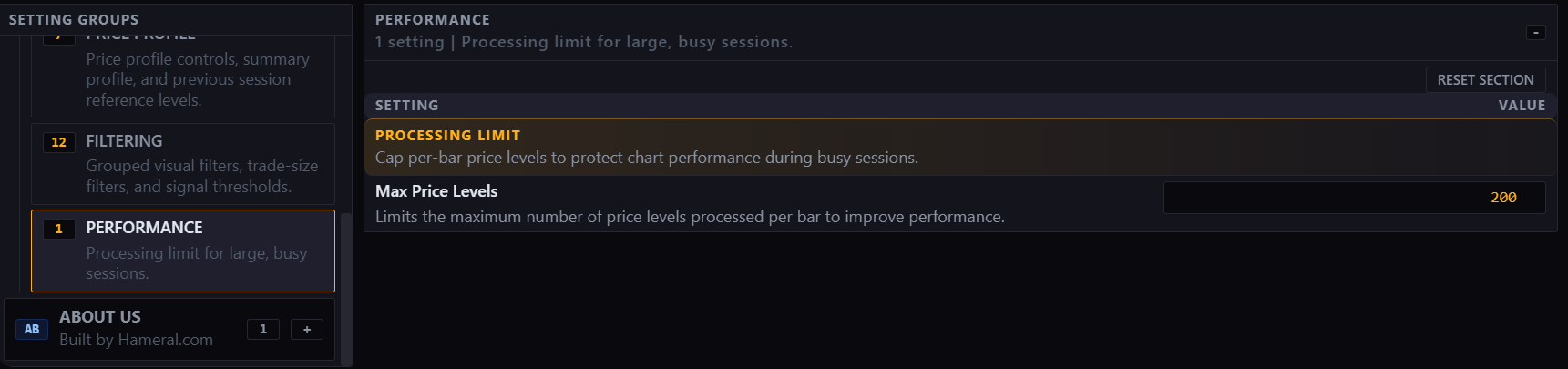 Processing limit settings